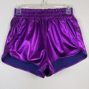 NWT Pesion Metallic Purple Hot Shorts High Waist Rave Festival Pockets Medium